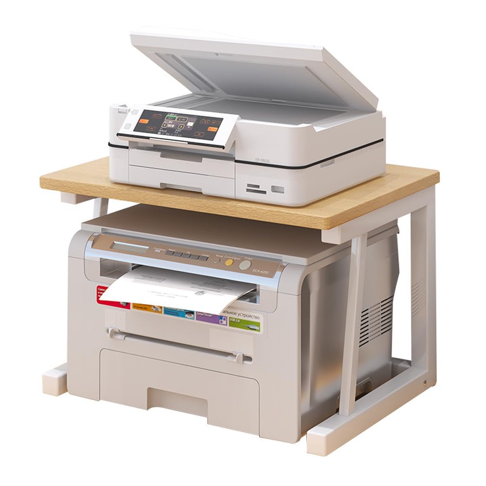 Commercial Book Printing Machines - ชั้นวางเครื่องพิมพ์ไม้แบบสองชั้นสำหรับตั้งโต๊ะ แข็งแรงทนทาน ประหยัดพื้นที่ ชั้นจัดระเบียบสำหรับเครื่องพิมพ์ สแกนเนอร์ แฟกซ์