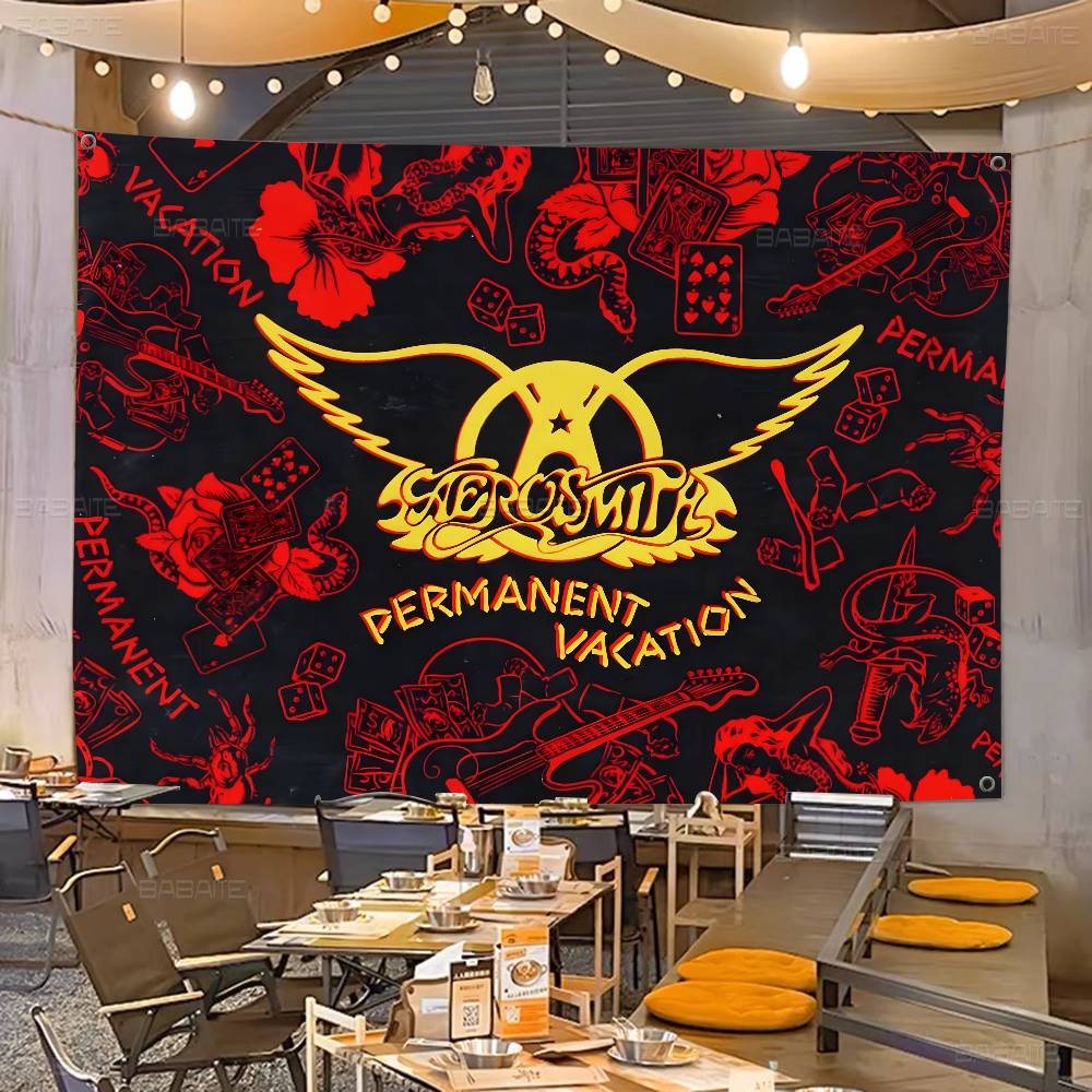 Commercial Printing Company - วงดนตรีร็อกคลาสสิก A-Aerosmith ธงโฆษณาเชิงพาณิชย์พิมพ์ลายคุณภาพสูง แบนเนอร์สำหรับงานปาร์ตี้ของบริษัท