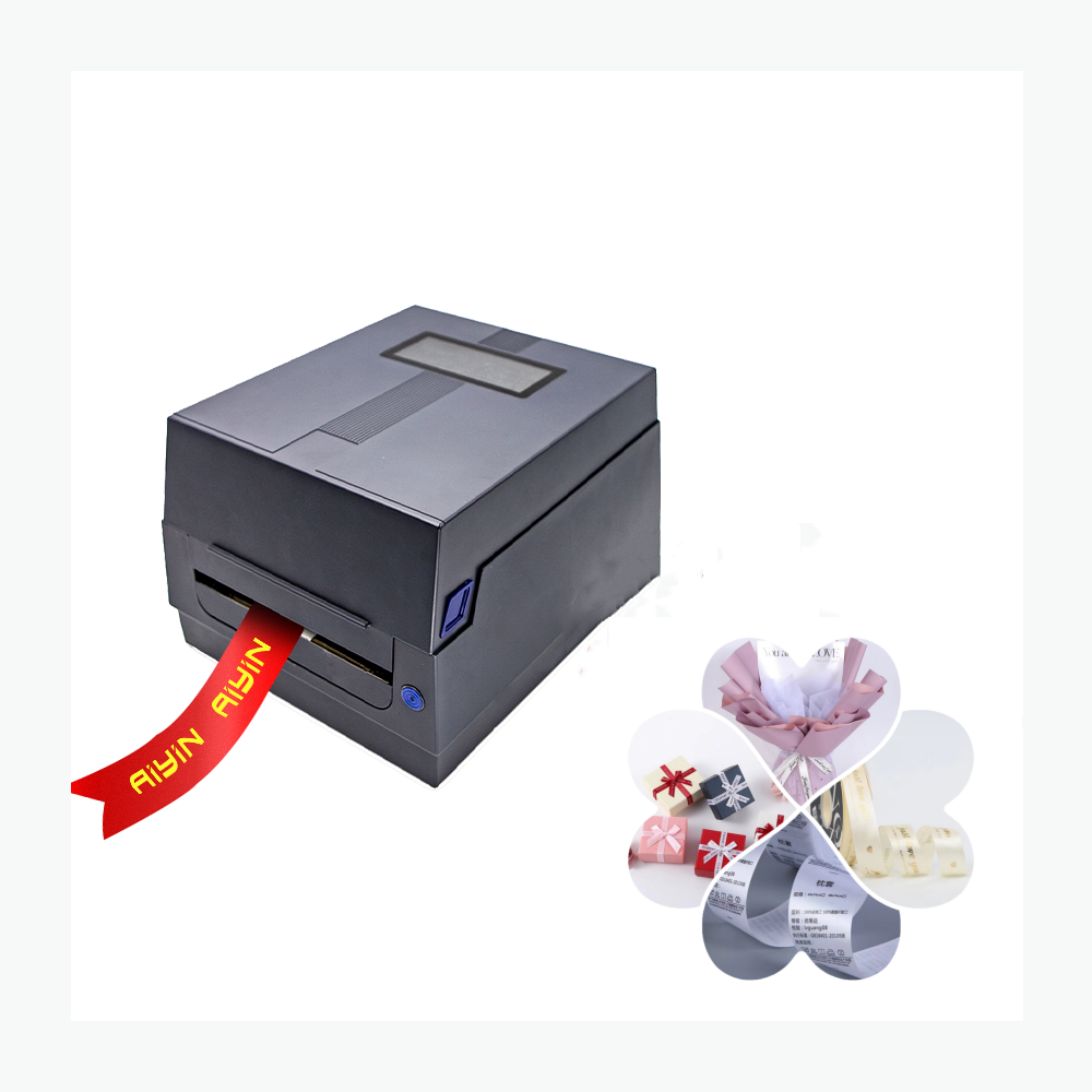 Barcode Printer - เครื่องพิมพ์ฉลากแบบถ่ายโอนความร้อนขนาด 110 มม. สำหรับพิมพ์สติกเกอร์บาร์โค้ดโลหะขนาด 4x6 พร้อมริบบิ้นสำหรับพิมพ์บนผ้าซาตินและผ้าที่สามารถซักได้